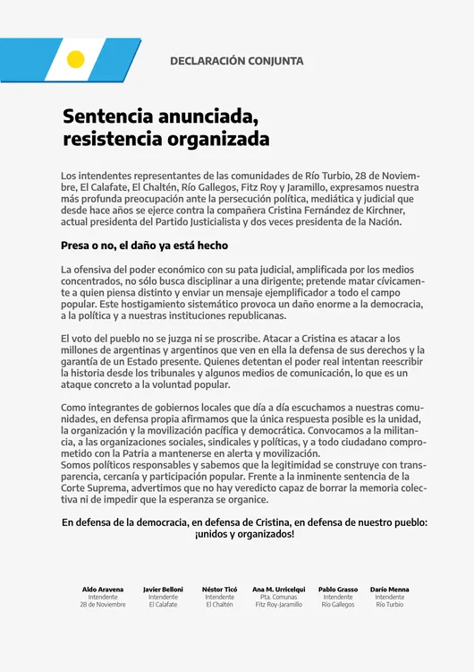 declaración conjunta x CFK